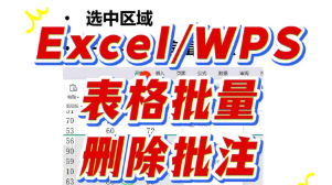 在Excel和WPS表格中批量删除数据区域的批注